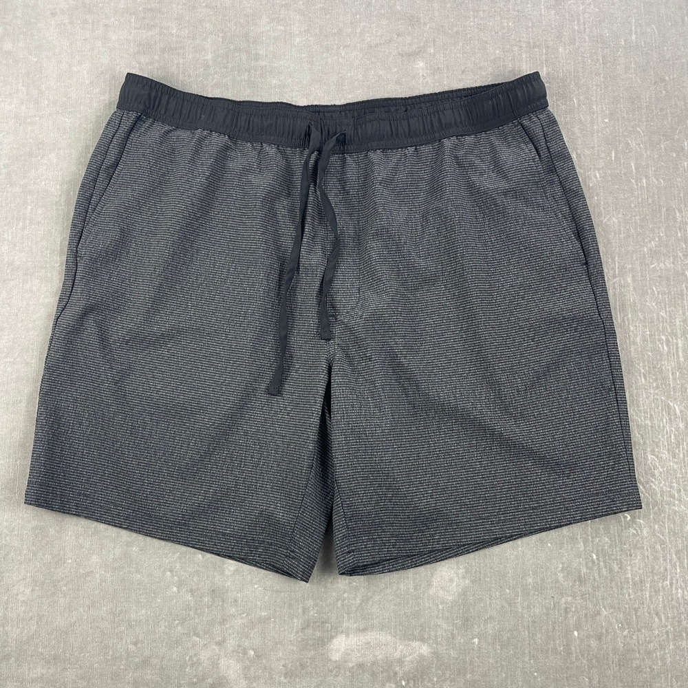 Nicklaus Mens X-Large Charcoal Grey Performance Shorts Elastic Waist MicroStripe